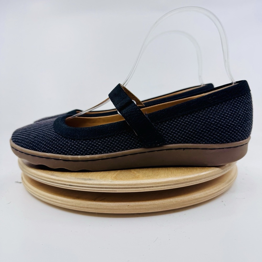 Earth Loral Mary Jane Flats Womens 7 Black Textile Leather Comfort Shoes - Picture 2 of 9